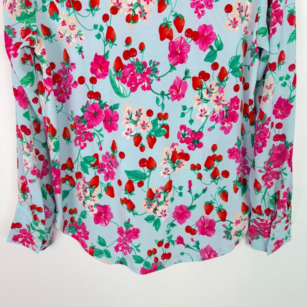 Ann Taylor Floral Strawberry Cherry Print Long Sleeve Popover Top Size Small S - Picture 11 of 11
